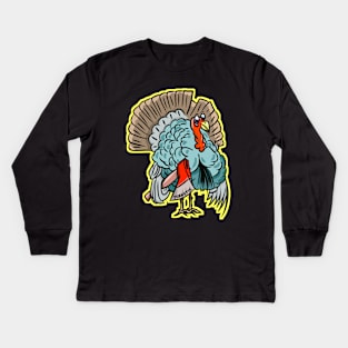 Thanksgiving Turkey with an ax Kids Long Sleeve T-Shirt